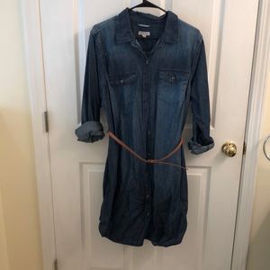 Denim Midi Dress w/ Belt